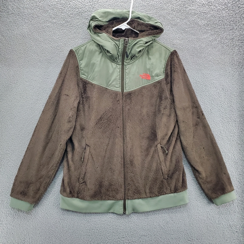 The North Face Womens Oso Hoodie Large Zip Up Fleece Olive Green C660